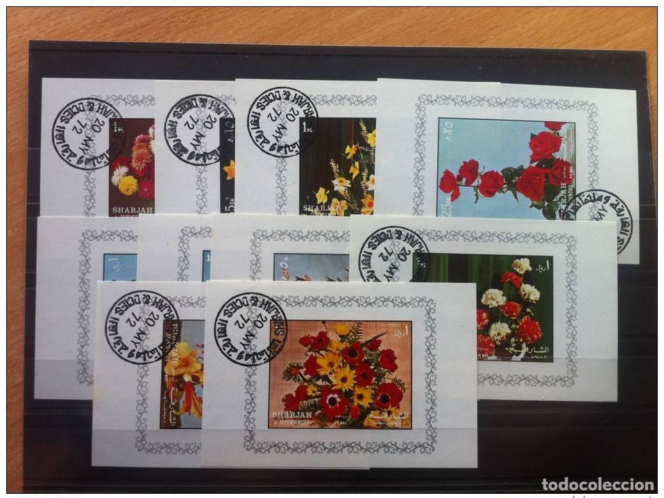 Timbres: Bloques de l&aacute;minas SHARJAH Serie 10 FLEUR FLOWERS BLUMEN usados