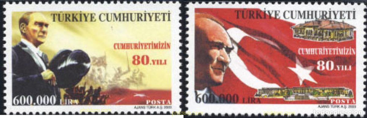 Sellos: 137052 MNH TURQUIA 2003 80 ANIVERSARIO DE LA REPUBLICA