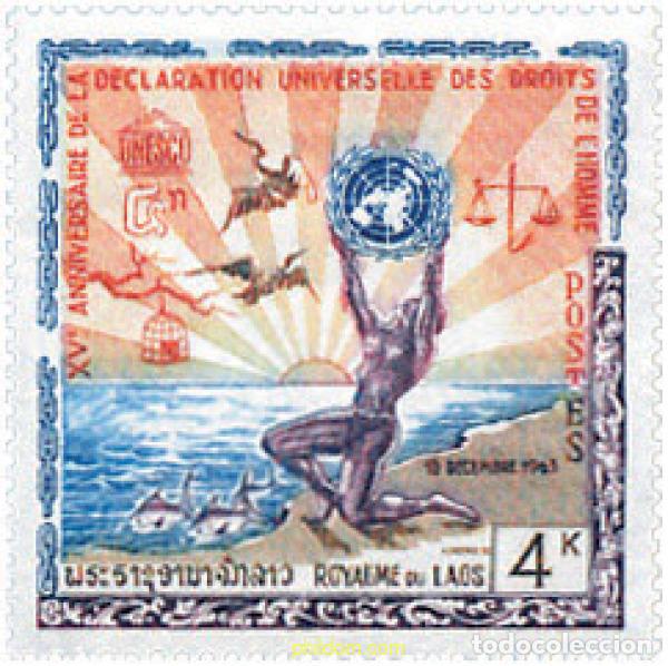 Sellos: 144013 HINGED LAOS 1963 15 ANIVERSARIO DE LA DECLARACION DE LOS DERECHOS HUMANOS