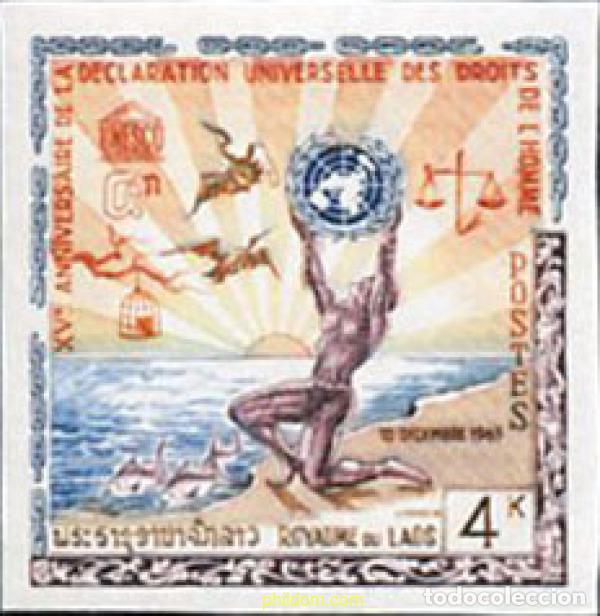 Sellos: 144014 MNH LAOS 1963 15 ANIVERSARIO DE LA DECLARACION DE LOS DERECHOS HUMANOS
