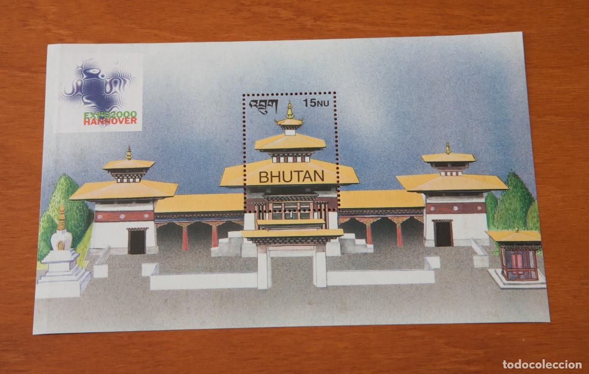 Sellos: BHUTAN DZONG ARCHITECTURE TEMPLE STAMPS SOUVENIR SHEET MNH EXPO 2000 HANOVER