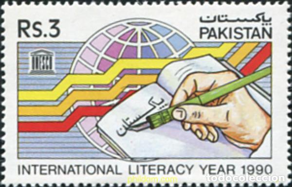 Sellos: 657678 MNH PAKISTAN 1990 A&Ntilde;O INTERNACIONAL DE LA ALFABETIZACION