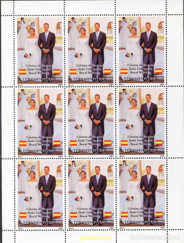 Sellos: 275562 MNH TURKMENISTAN 1997 BODA DE LA CRISTINA DE BORBON CON I&Ntilde;AKI URDANGARIN