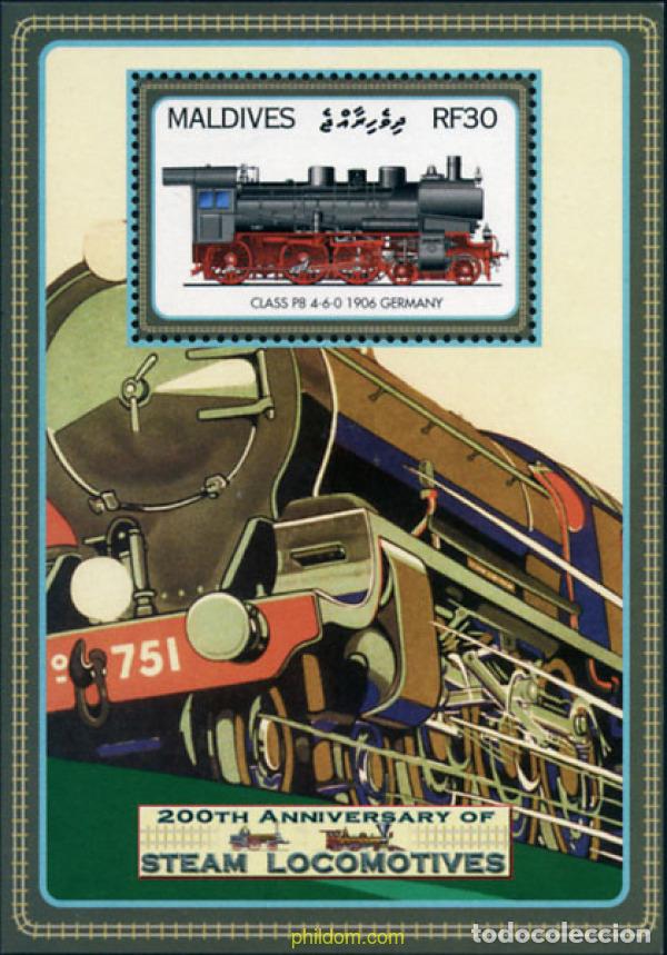 Sellos: 341009 MNH MALDIVAS 2004 200 ANIVERSARIO DE LA LOCOMOTORA A VAPOR