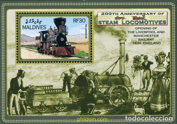 Sellos: 341014 MNH MALDIVAS 2004 200 ANIVERSARIO DE LA LOCOMOTORA A VAPOR