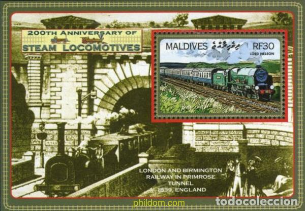 Sellos: 341016 MNH MALDIVAS 2004 200 ANIVERSARIO DE LA LOCOMOTORA A VAPOR