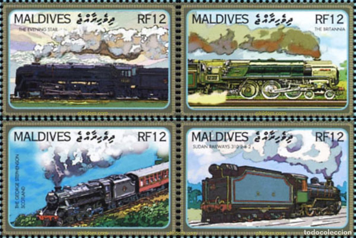 Sellos: 315456 MNH MALDIVAS 2004 200 ANIVERSARIO DE LA LOCOMOTORA A VAPOR