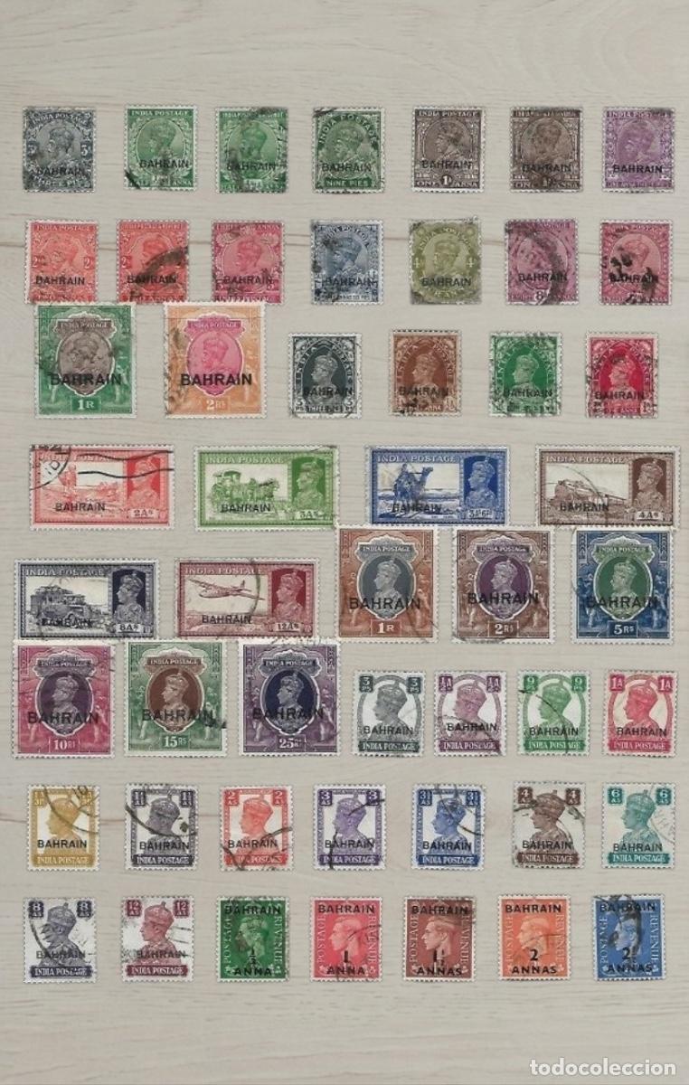 Sellos: Bahrain 1933-1948 KGV & KGVI Overprints on India Large Used Collection 49v - Includes Rare 15Rs & 25