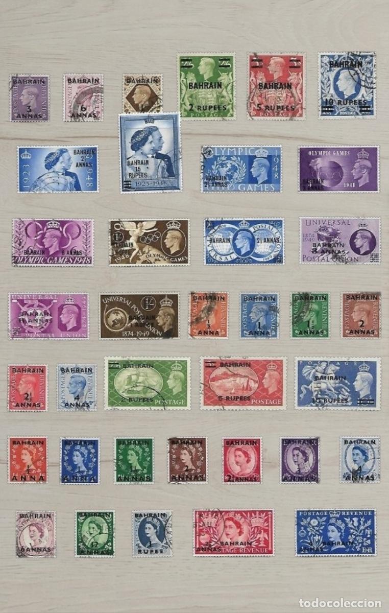 Sellos: Bahrain 1948-1953 KGVI & QEII Overprints Collection 41v - Includes 1948 Silver Wedding 15Rs & 10Rs H