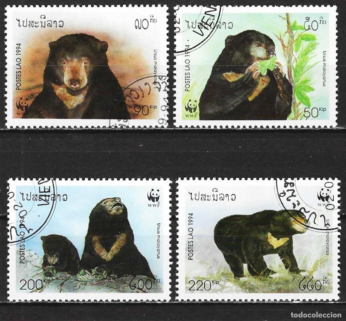 Sellos: Laos 1994 - Mi 1410 a 1413 - YT 1139 a 1142 - WWF : Oso de Malasia ( Serie completa )