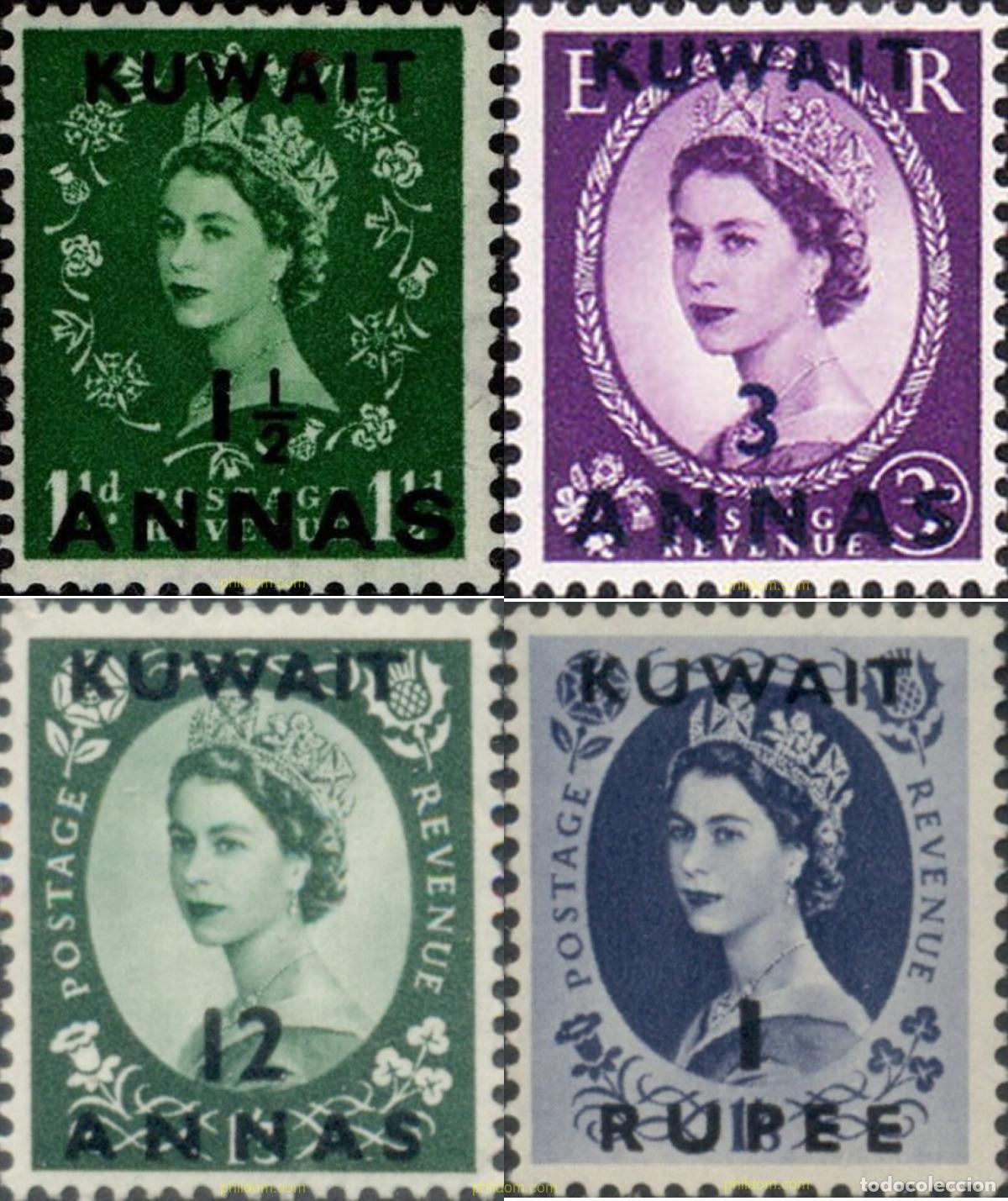 Sellos: 785619 MNH KUWAIT 1952 SELLOS DE GRAN BRETA&ntilde;A, ELISABETH II, SOBRECARGADOS