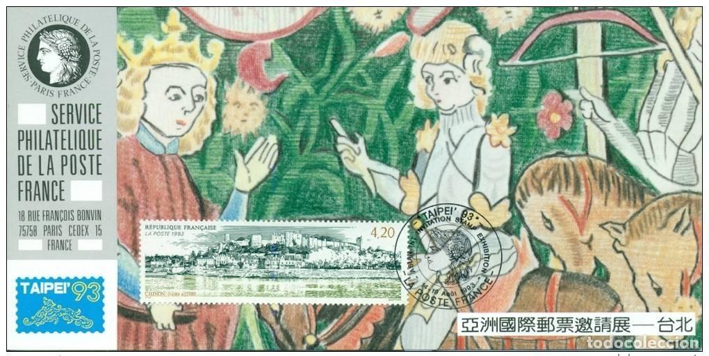 Sellos: 107 Mapa oficial de la exposici&oacute;n Taip&eacute;i 1993 FDC Vista Chinon Indre y Loira