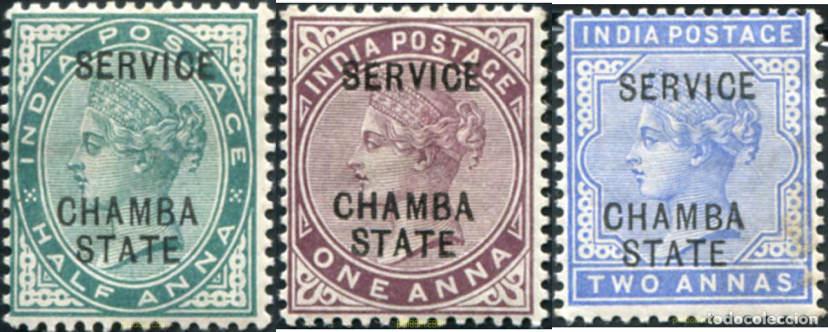 Sellos: 791604 HINGED CHAMBA 1886 SELLOS DE INDIA INGLESA DE 18868-1900 SOBRECARGADOS-SERVICIO
