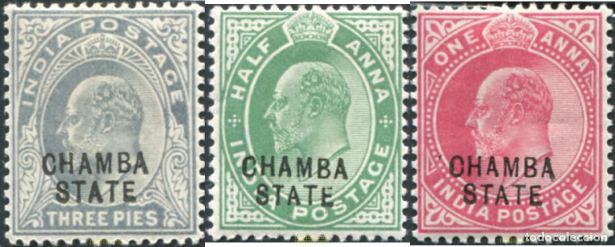 Sellos: 791606 HINGED CHAMBA 1903 SELLOS DE INDIA INGLESA DE 1902-09 (EDUARDO VII) SOBRECARGADOS