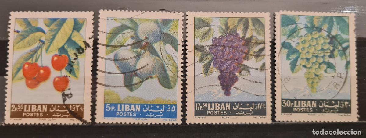 Sellos: Serie de sellos usados de L&iacute;bano 1962: frutos