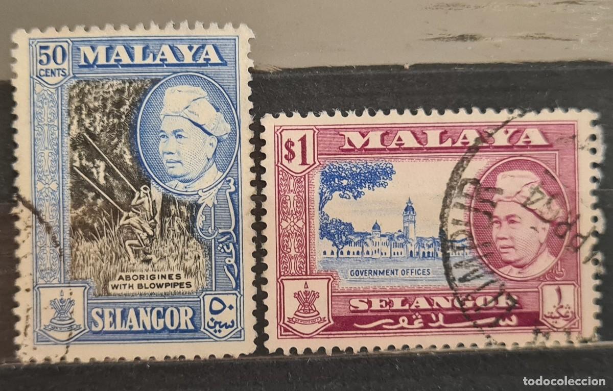 Sellos: Serie de sellos usados de Selangor 1957: federaci&oacute;n malaya. Sult&aacute;n y sujetos diversos
