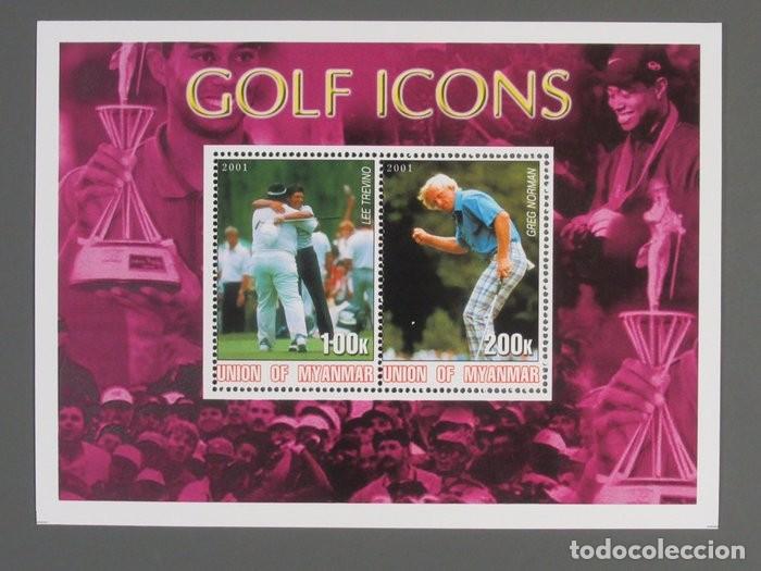 Sellos: MYANMAR 2001 SHEET MNH GOLF GOLFE SPORTS DEPORTES
