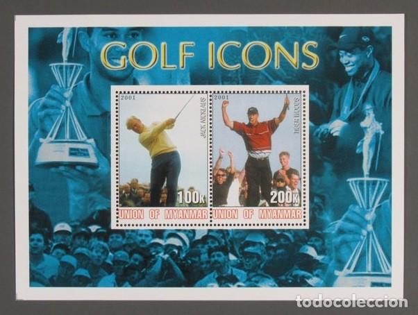 Sellos: MYANMAR 2001 SHEET MNH GOLF GOLFE SPORTS DEPORTES