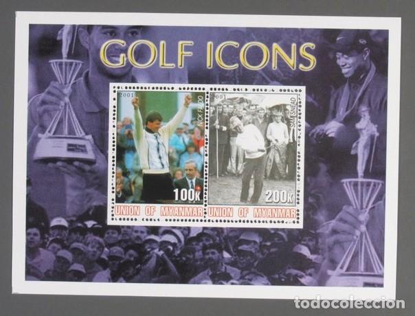 Sellos: MYANMAR 2001 SHEET MNH GOLF GOLFE SPORTS DEPORTES