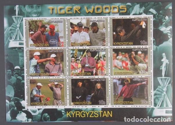 Sellos: KYRGYZSTAN 2001 SHEET MNH TIGER WOODS GOLF GOLFE SPORTS DEPORTES