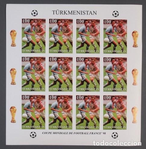 Sellos: TURKMENISTAN 1997 SHEET MNH IMPERF COPA DEL MUNDO DE FUTBOL DE FRANCIA MUNDIAL FOOTBALL DEPORTES