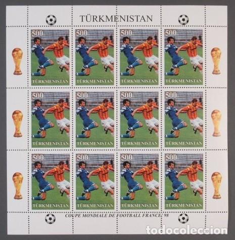 Sellos: TURKMENISTAN 1997 SHEET MNH COPA DEL MUNDO DE FUTBOL DE FRANCIA MUNDIAL FOOTBALL DEPORTES SPORTS