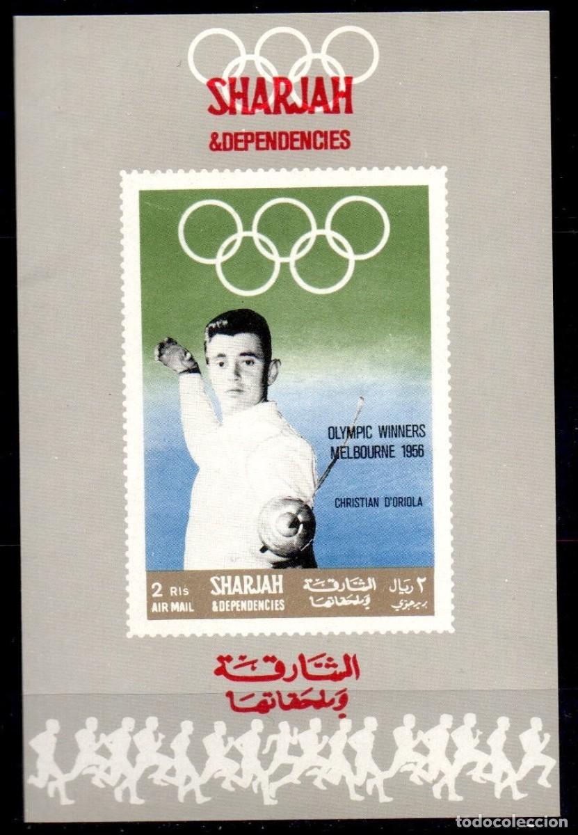 Sellos: SHARJAH 1968 SHEET DELUXE MNH IMPERF MELBOURNE D'ORIOLA OLYMPIC GAMES JUEGOS OLIMPICOS DEPORTES