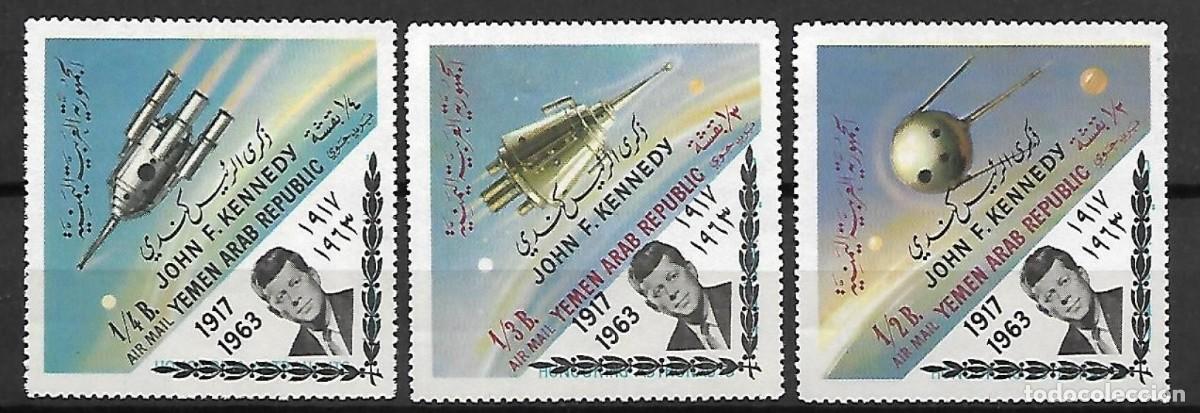Sellos: YEMEN 1964 SERIE 3 STAMPS MNH OVERPRINTED JFK KENNEDY EXPLORACION ESPACIAL ESPACIO SPACE ESPACE