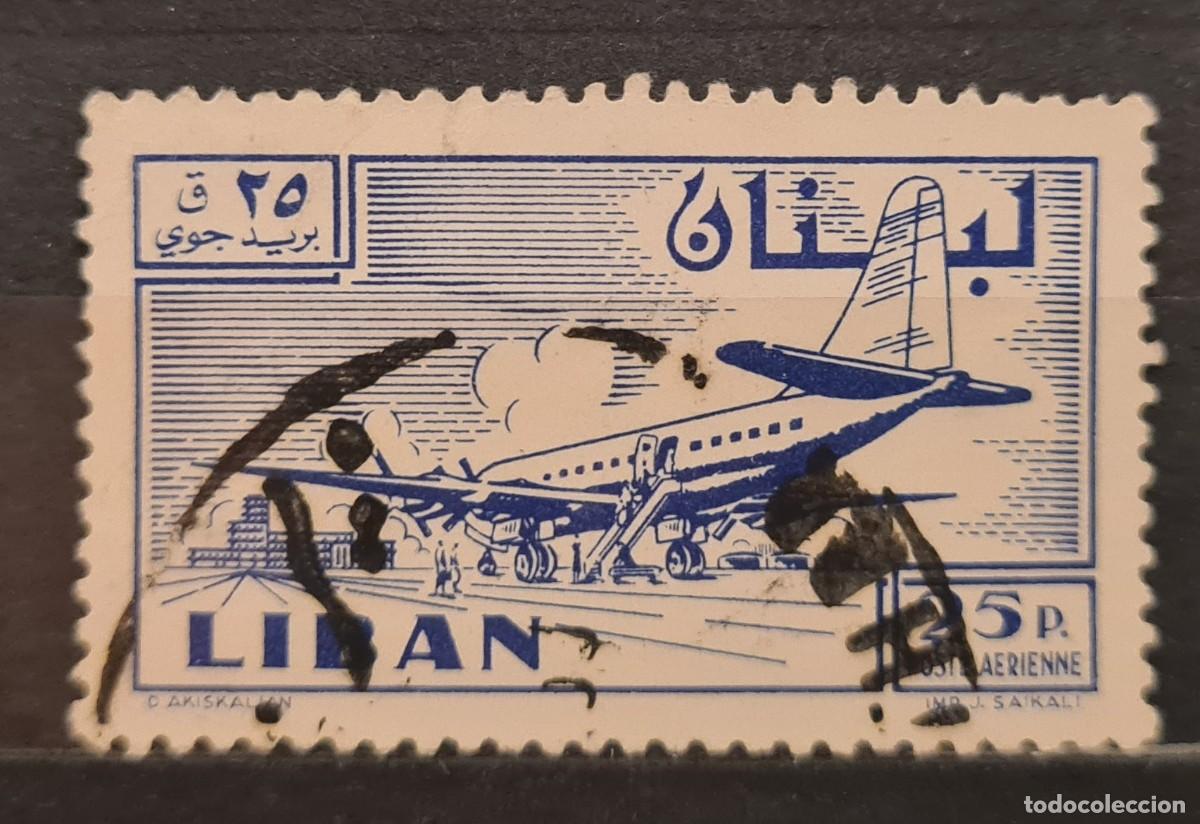 Sellos: Sello a&eacute;reo usado de L&iacute;bano 1959