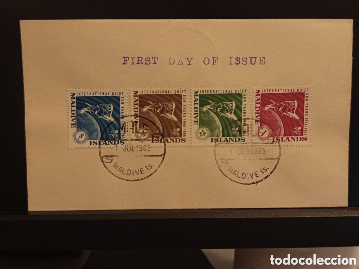 Sellos: Sobre de Primer D&iacute;a (FDC) de Islas Maldivas 1965, A&ntilde;os del Sol