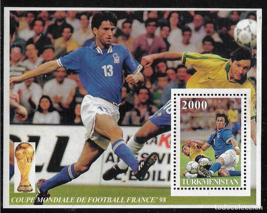 Sellos: TURKMENISTAN 1997 SHEET MNH COPA DEL MUNDO DE FUTBOL DE FRANCIA MUNDIAL FOOTBALL DEPORTES SPORTS