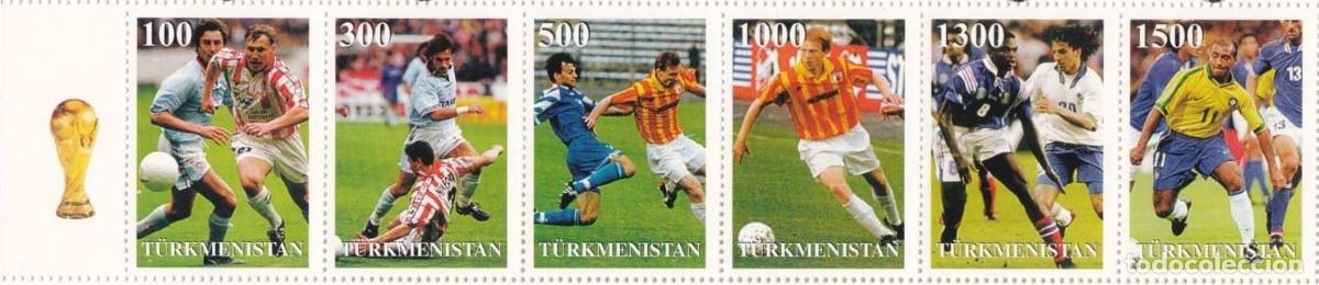 Sellos: TURKMENISTAN 1997 6 STAMPS MNH COPA DEL MUNDO DE FUTBOL DE FRANCIA MUNDIAL FOOTBALL DEPORTES SPORTS