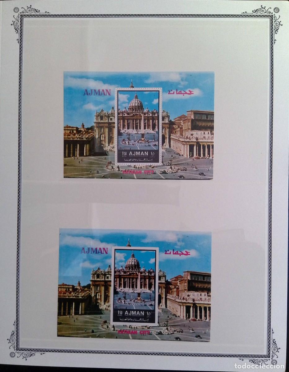 Sellos: O) 1972 AJMAN, ST. PETER'S BASILICA IN THE VATICAN, ARCHITECTURE, PERFORATED AND IMPERFORATED, MNH