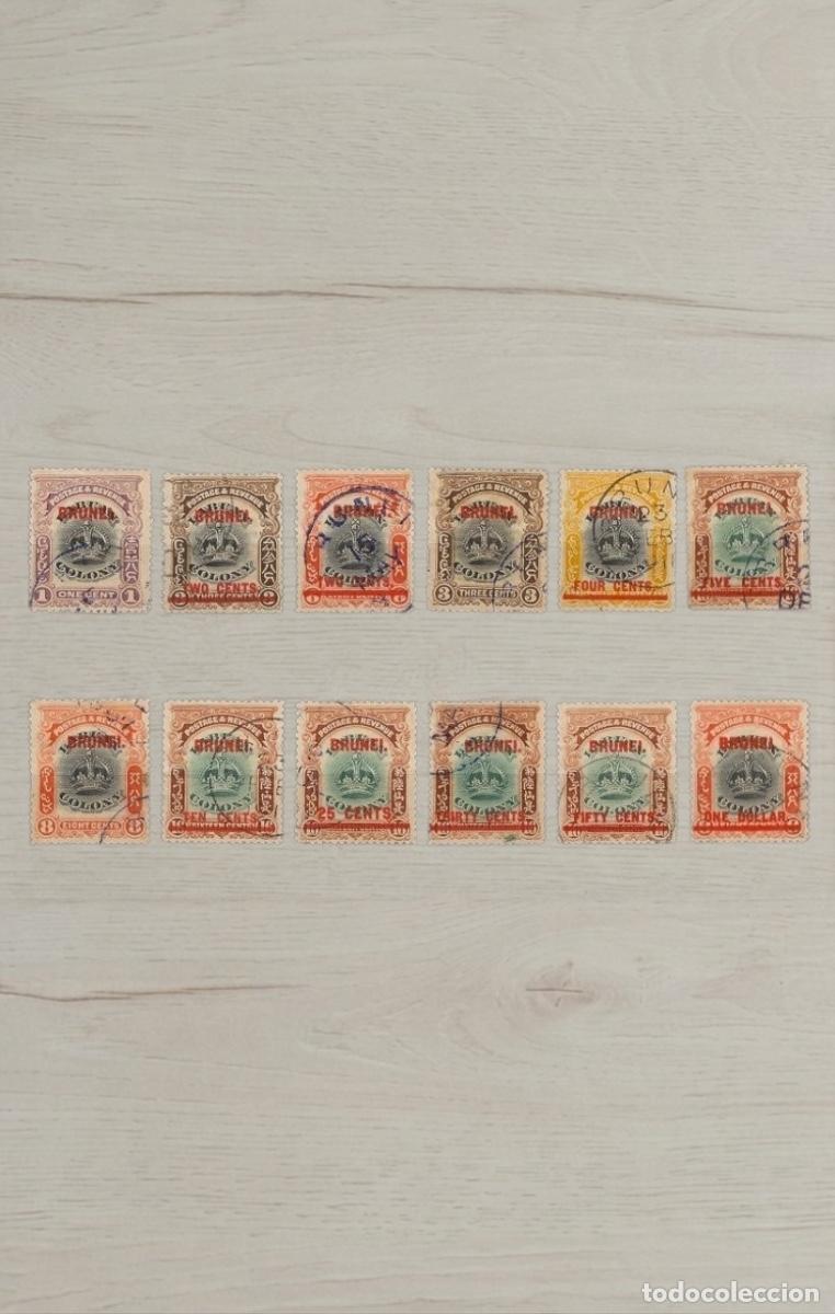Sellos: Lote 12 Sellos de Brunei Colony - Valores Altos hasta 1 Dollar - Usados