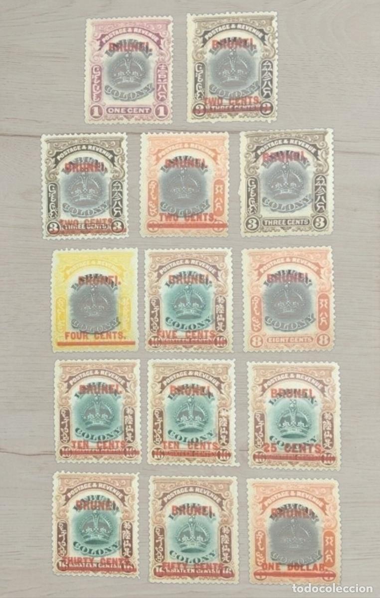 Sellos: Lote 17 Sellos de Brunei Colony - Sobreimpresi&oacute;n B.M.A. - Hasta 1 Dollar - Nuevos