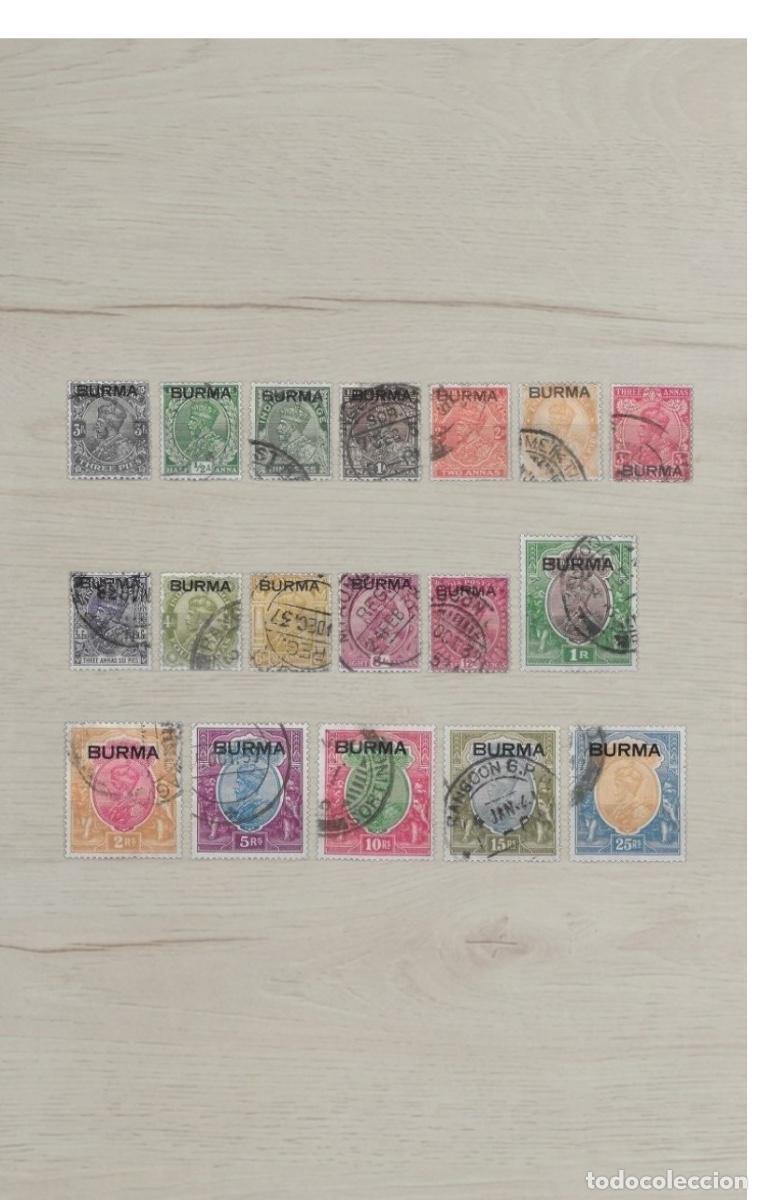 Sellos: Lote 18 Sellos de Burma (Birmania) - Sobreimpresi&oacute;n - Hasta 25 Rupees - Usados