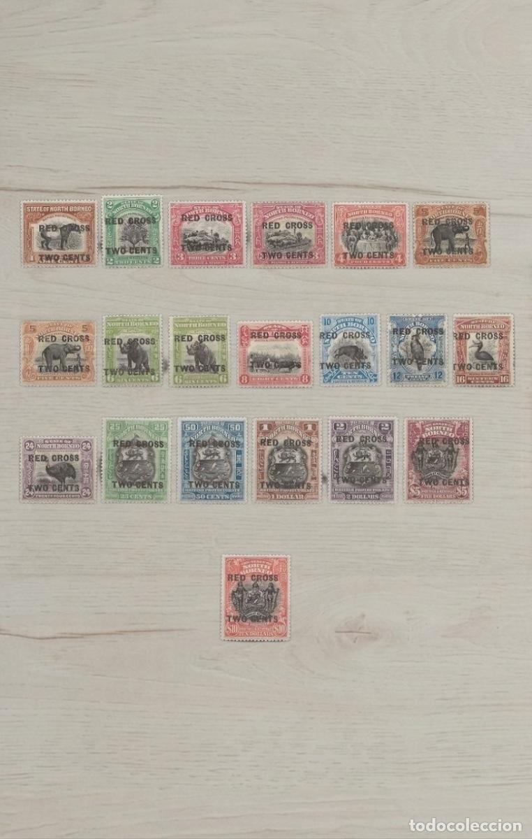 Sellos: North Borneo 1918 - Serie Completa Cruz Roja / Red Cross con Sobrecargas (19 Sellos) - Nuevos