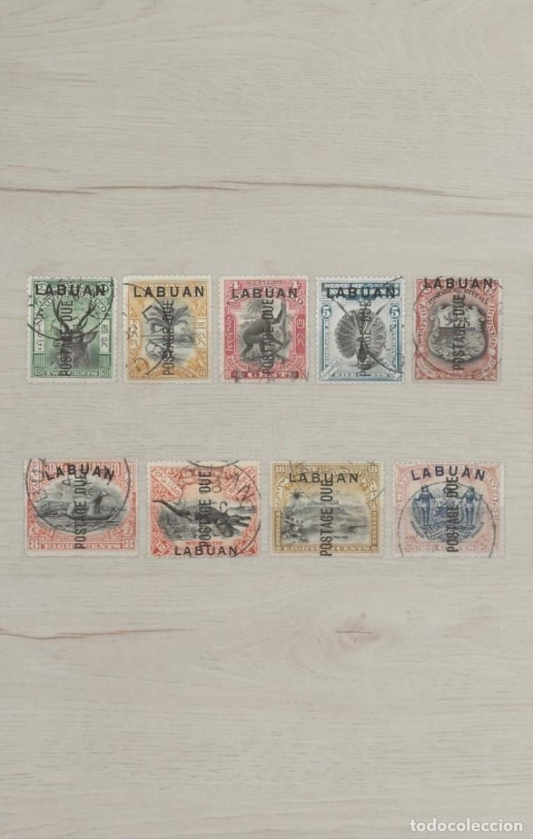 Sellos: Lote 9 Sellos de Labuan 1901 - Serie Tasas (Postage Due) con Sobrecarga Negra - Usados