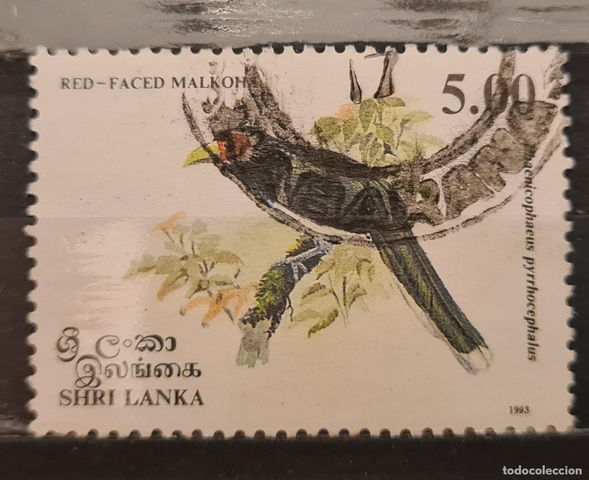 Sellos: Sello usado de Sri Lanka 1993. Fauna, aves de Sri Lanka: Phaenicopheus pyrrhocephalus