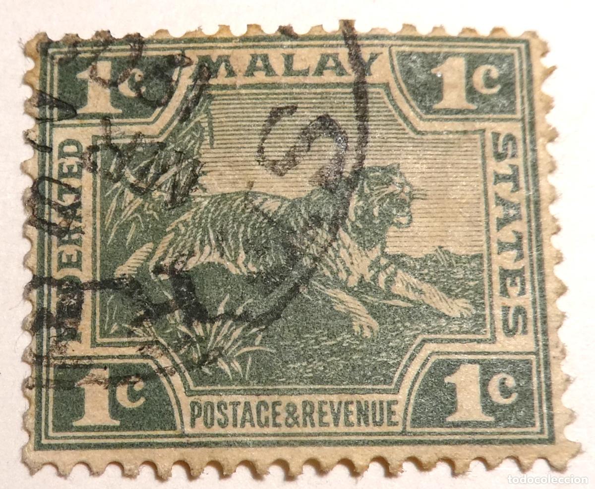 Sellos: Sello postal de Estados Federados Malayos ,1 c&eacute;ntimo 1900