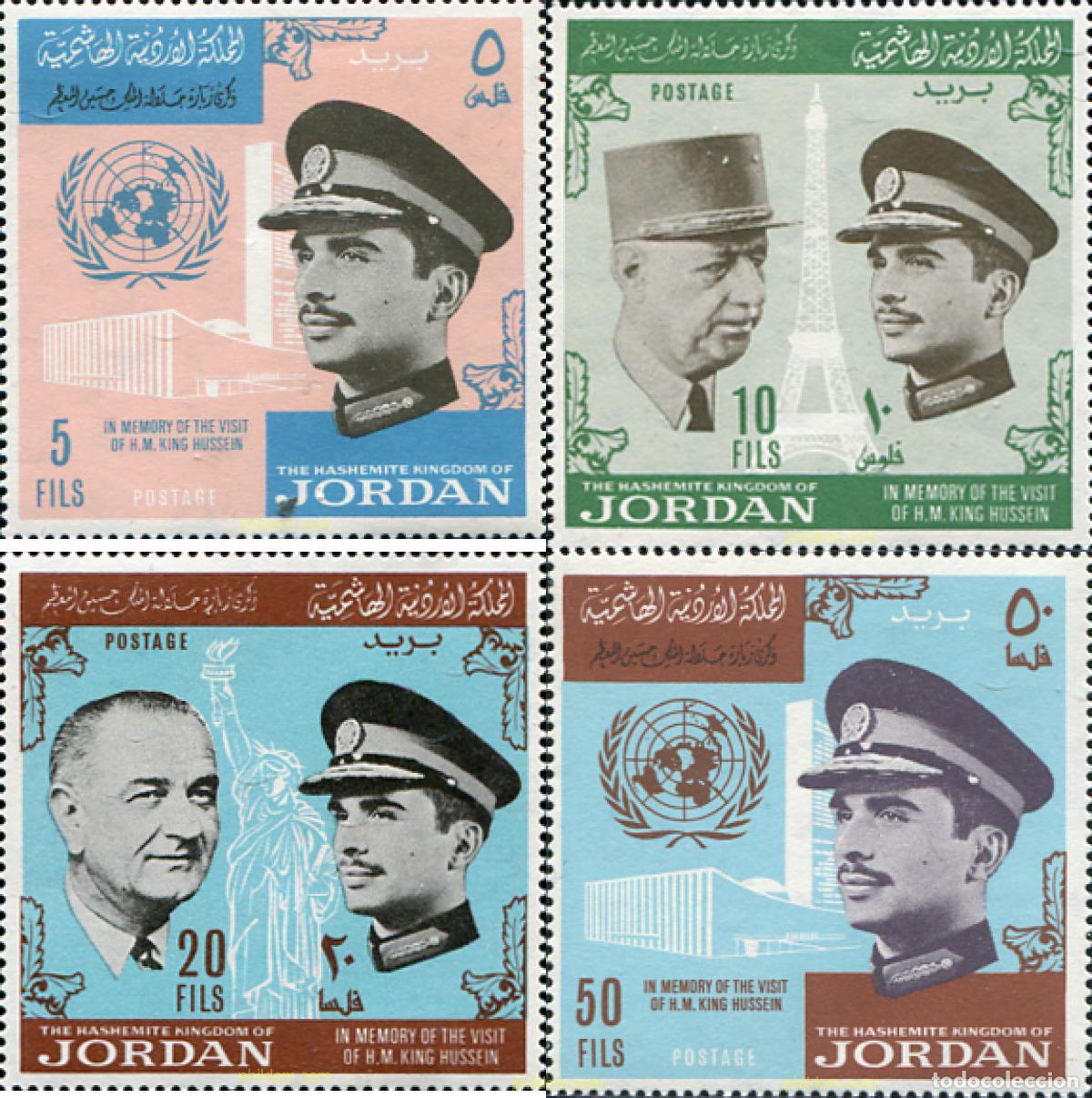 Sellos: 335993 MNH JORDANIA 1965 VISITA REAL DE REY HUSSEIN II A LAS NACIONES UNIDAS