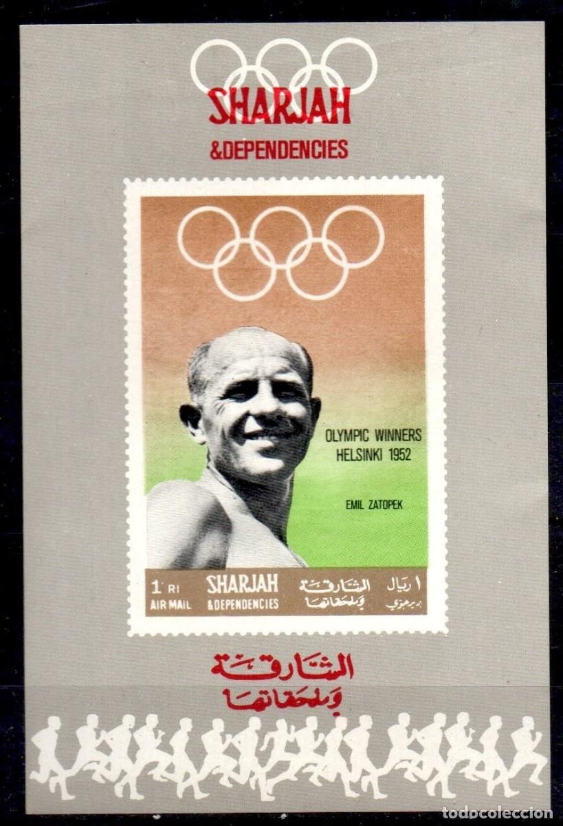 Sellos: SHARJAH 1968 SHEET DELUXE MNH IMPERF HELSINKI EMIL ZATOPEK OLYMPIC GAMES JUEGOS OLIMPICOS