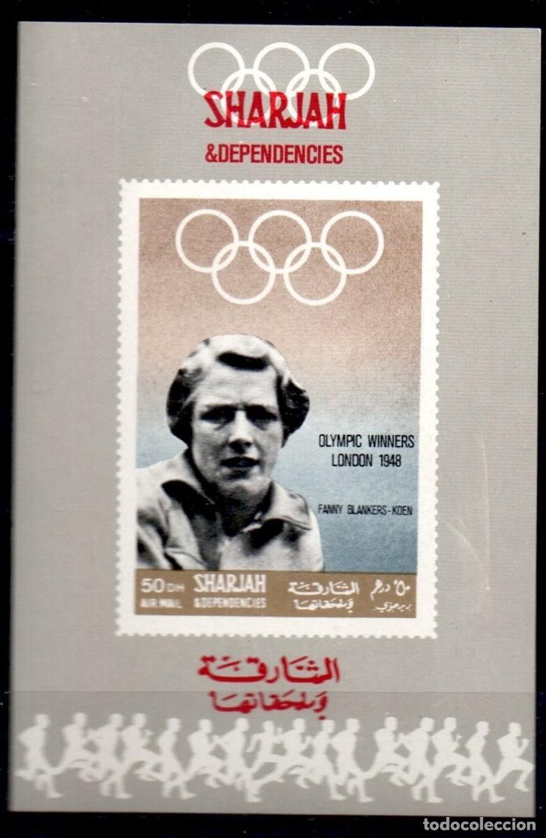 Sellos: SHARJAH 1968 SHEET DELUXE MNH IMPERF LONDRES FANNY BLANKERS-KOEN OLYMPIC GAMES JUEGOS OLIMPICOS