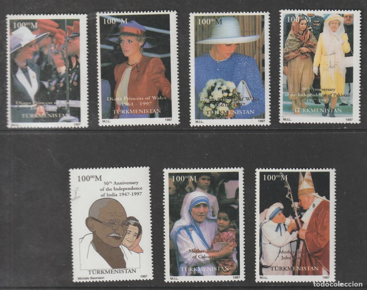 Sellos: Turkmenistan 1997 - Lady Di, Gandhi, Madre Teresa mnh**