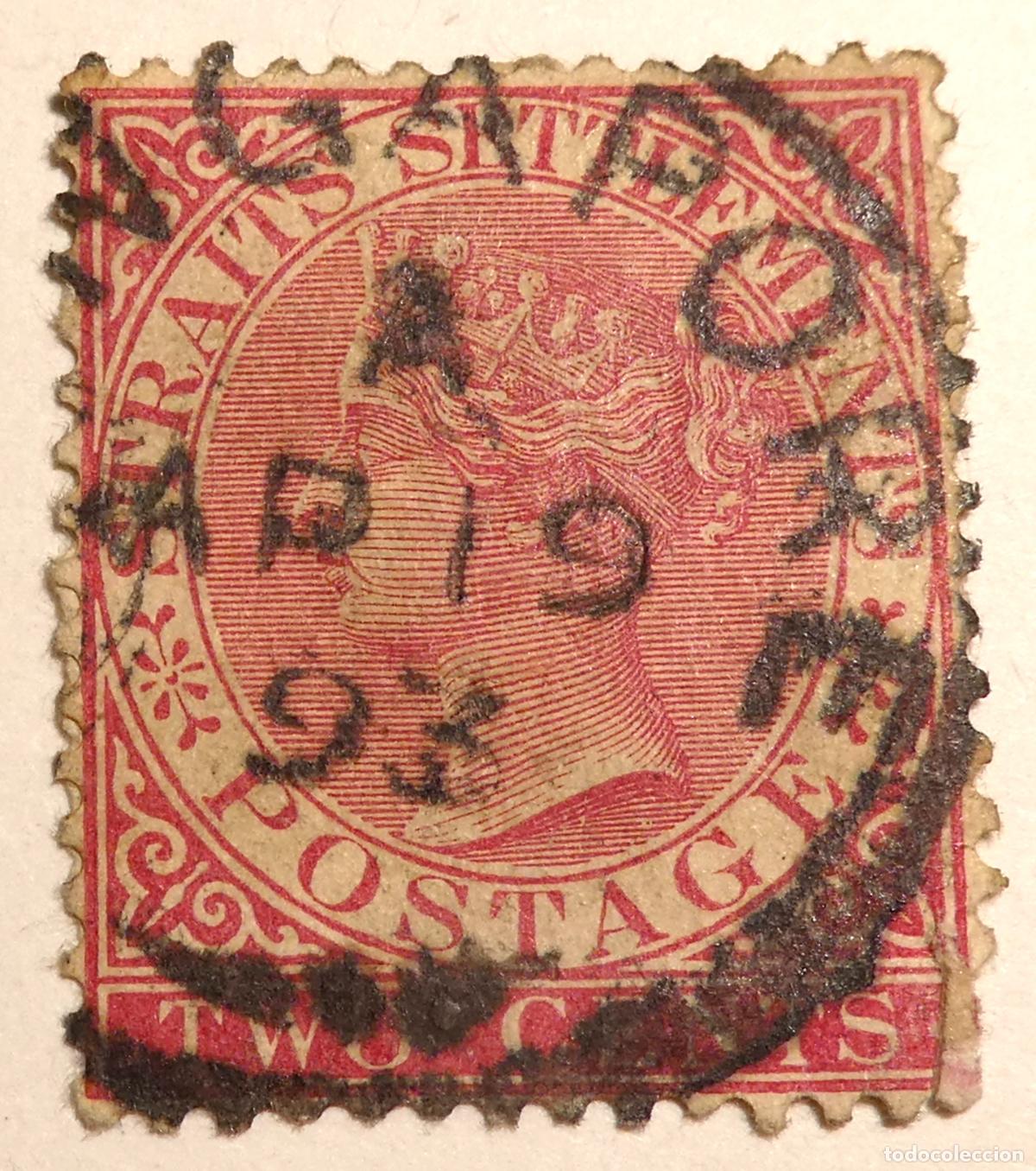 Sellos: Sello postal de Straits Settlements ,Colonia Brit&aacute;nica 2 c&eacute;ntimos Reina Victoria 1893