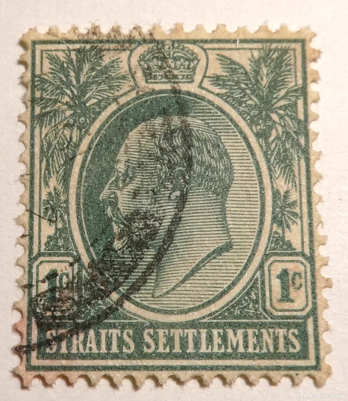 Sellos: Sello postal de Straits Settlements ,Colonia Brit&aacute;nica 1 c&eacute;ntimo Rey Eduardo VII 1904