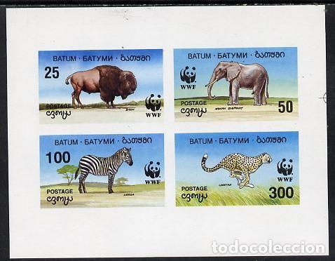 Sellos: BATUM 1994 SHEET MNH IMPERF WWF FAUNA MAMIFEROS BISONTES GUEPARDOS GUEPARDS FELINOS CEBRAS ELEFANTES