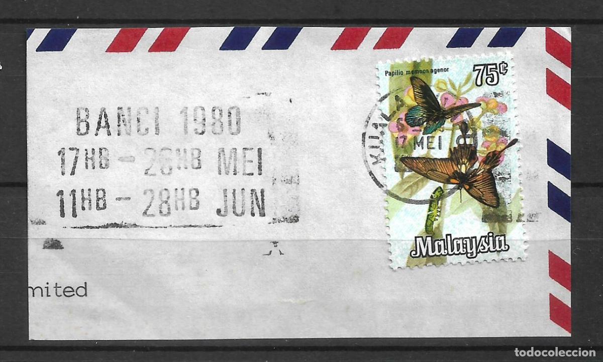 Sellos: MALASIA 1970 scott 69 usado mariposas- 10/4