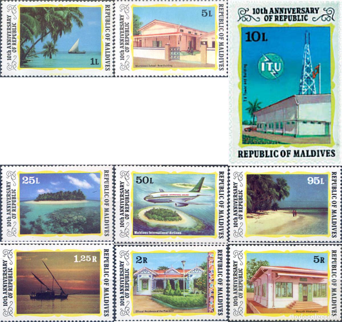 Sellos: 43892 MNH MALDIVAS 1978 10 ANIVERSARIO DE LA REPUBLICA