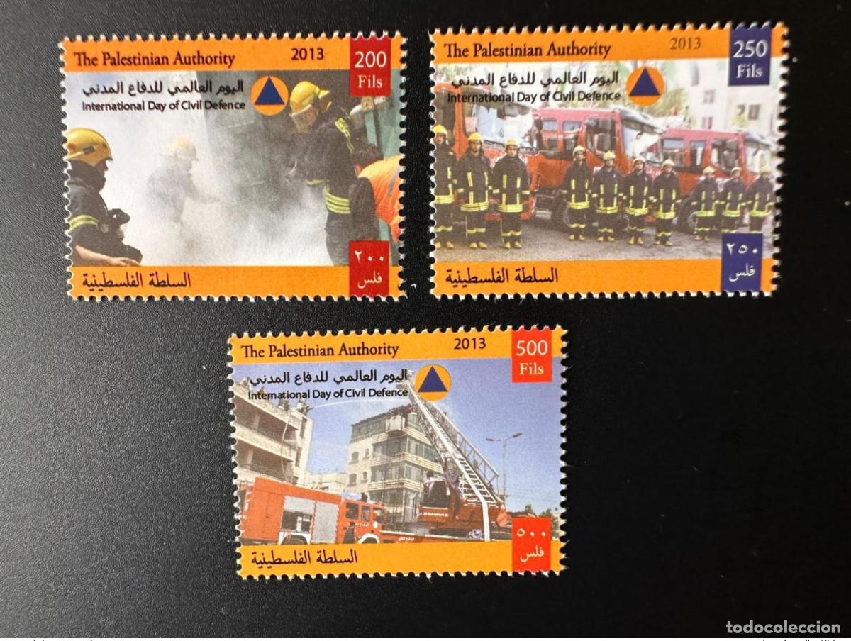 Sellos: Palestina 2013 Mi. 268 - 271 D&iacute;a Internacional de los Bomberos Defensa Civil